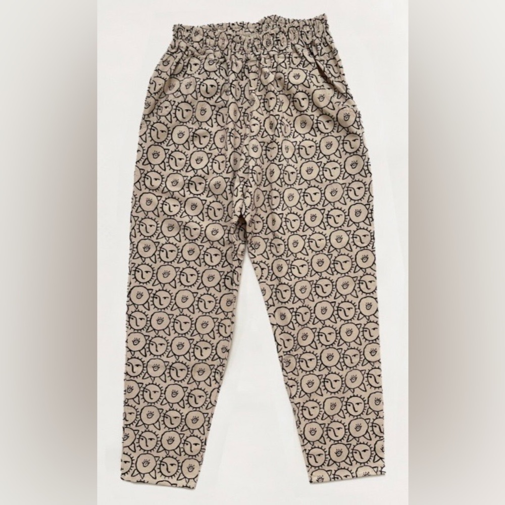 NWOT PO-EM deck pants in sunflower print, size medium